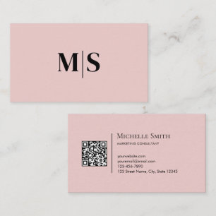 Tarjeta De Visita Código QR de iniciales minimalista moderno negro s