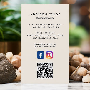 Tarjeta De Visita Código QR de Instagram de Facebook de Ivory Social