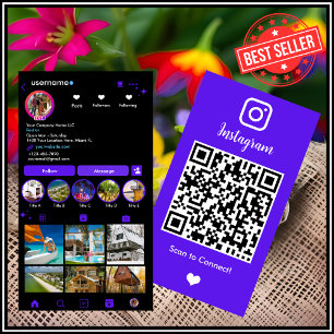 Tarjeta De Visita Código QR de Instagram de Realtor Violeta Intenso