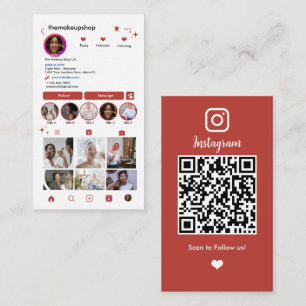 Tarjeta De Visita Código QR de Instagram Naranja Quemado Redes Socia