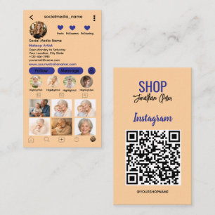 Tarjeta De Visita Código QR de Instagram para Negocios Cuadrícula