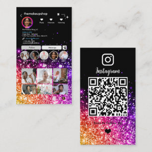 Tarjeta De Visita Código QR de Instagram   Purpurina Morada