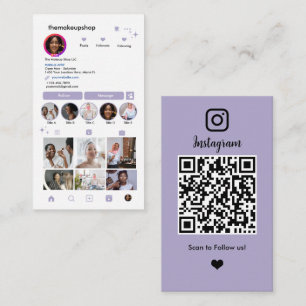 Tarjeta De Visita Código QR de Instagram Redes sociales Lavanda