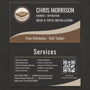 Tarjeta De Visita Código QR de Instalación de Cubierta y Patio