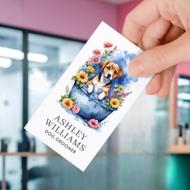 Tarjeta De Visita Código QR de la acuarela de Dog Groomer (Subido por el creador)