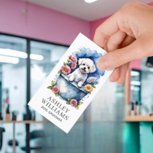 Tarjeta De Visita Código QR de la acuarela de Dog Groomer