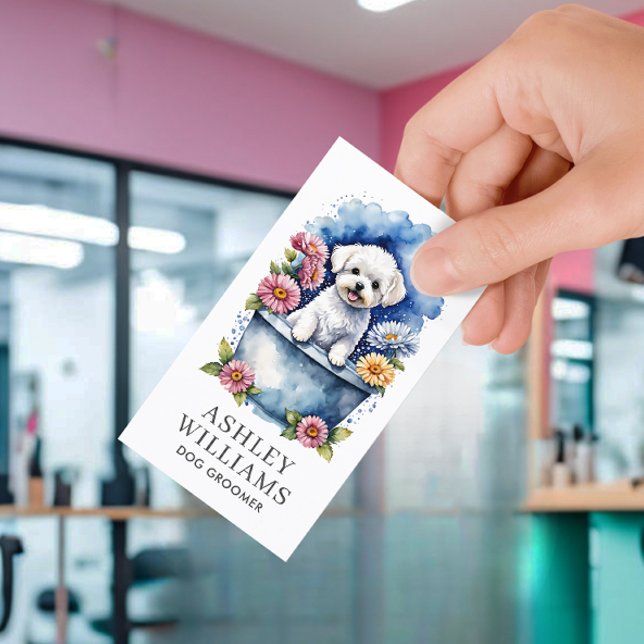 Tarjeta De Visita Código QR de la acuarela de Dog Groomer (Subido por el creador)