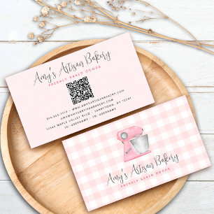 Tarjeta De Visita Código QR de la batidora de panadería rosa rubor c