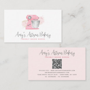 Tarjeta De Visita Código QR de la batidora de panadería rosa rubor p