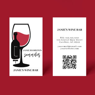 Tarjeta De Visita Código QR de la Bodega del Bar de Copas de Vino Ti