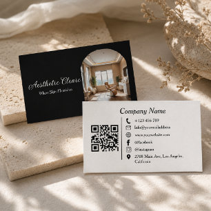 Tarjeta De Visita Código QR de la Clínica de Estética Minimal Arch N
