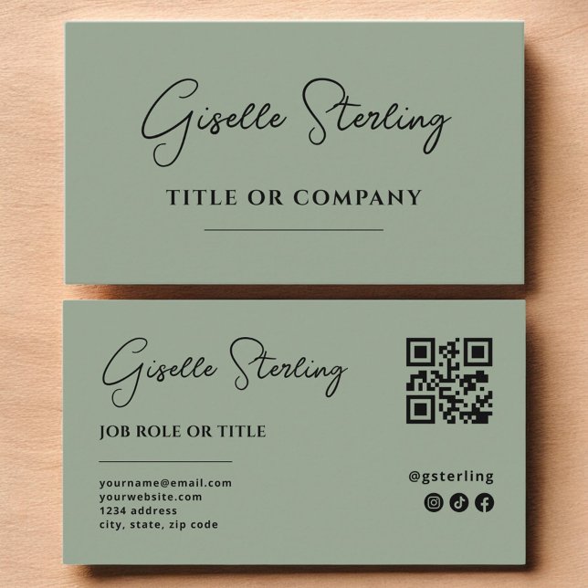 Tarjeta De Visita Código QR de la Compañía Profesional Verde Sage mi (Subido por el creador)