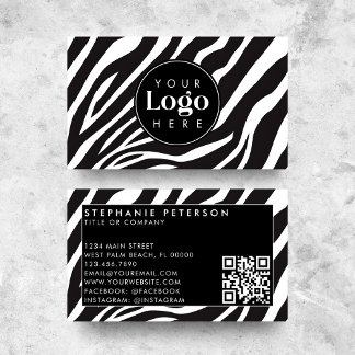 Tarjeta De Visita Código QR de la empresa con logo personalizado de 