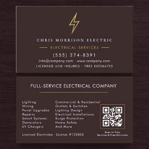 Tarjeta De Visita Código QR de la empresa contratista de electricist