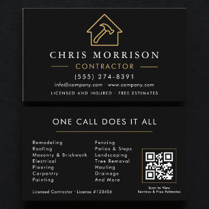 Tarjeta De Visita Código QR de la empresa de construcción Black Gold