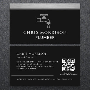 Tarjeta De Visita Código QR de la empresa de fontanería fontanero