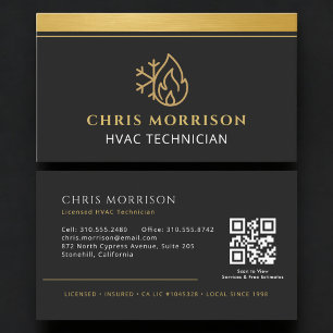 Tarjeta De Visita Código QR de la empresa de HVAC profesional
