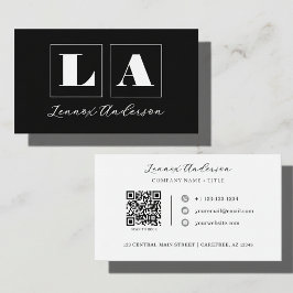 Tarjeta De Visita Código QR de la empresa de monograma en negrita