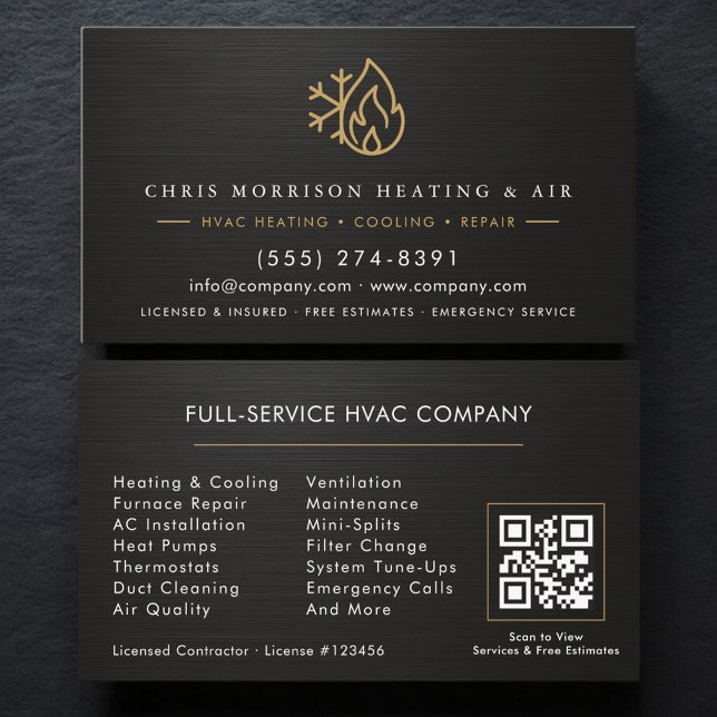 Tarjeta De Visita Código QR de la empresa de servicios de climatizac (Subido por el creador)