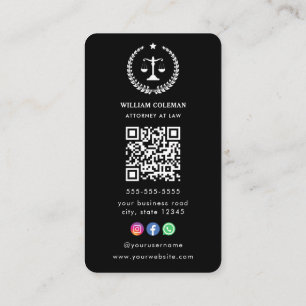 Tarjeta De Visita Código Qr de la Escala de Justicia de Abogados Pro