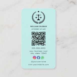 Tarjeta De Visita Código Qr de la Escala de Justicia de Abogados Pro