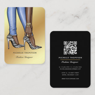 Tarjeta De Visita Código QR de la Fashionista de Cebra Glam Chic