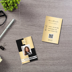 Tarjeta De Visita Código QR de la foto corporativa del perfil de oro