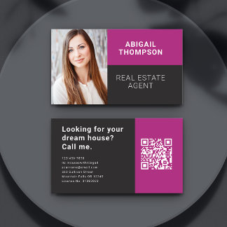 Tarjeta De Visita Código QR de la foto del agente inmobiliario