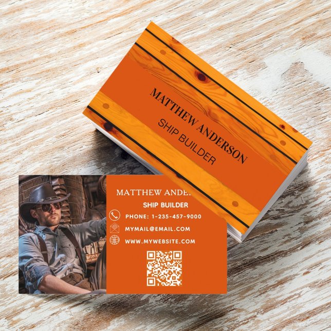 Tarjeta De Visita Código QR de la foto del constructor de buques de  (Subido por el creador)