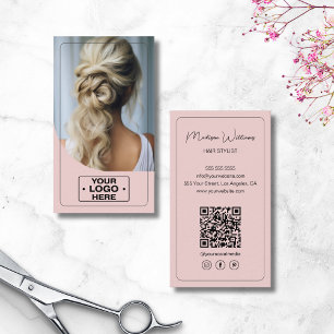 Tarjeta De Visita Código QR de la foto del logotipo de la peluquería