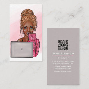 Tarjeta De Visita Código QR de la jefa bloguera afroamericana