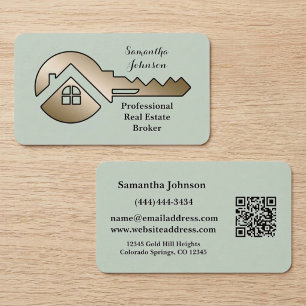 Tarjeta De Visita Código QR de la llave dorada del Salvia Susurrante