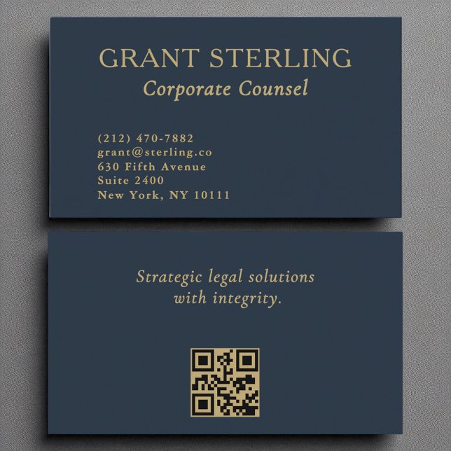 Tarjeta De Visita Código QR de la Marina Blue Gold (Subido por el creador)