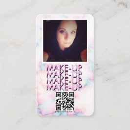 Tarjeta De Visita Código QR de la sala de maquillaje de mármol Foto 