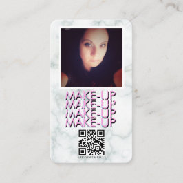 Tarjeta De Visita Código QR de la sala de maquillaje de mármol Foto 