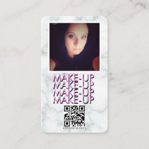 Tarjeta De Visita Código QR de la sala de maquillaje de mármol Foto 