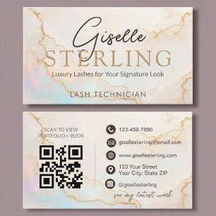 Tarjeta De Visita Código QR de la técnica de pestañas Opal Stone
