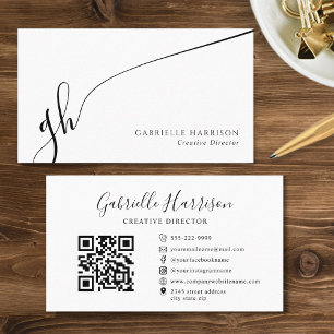 Tarjeta De Visita Código QR de las iniciales de monograma de escritu