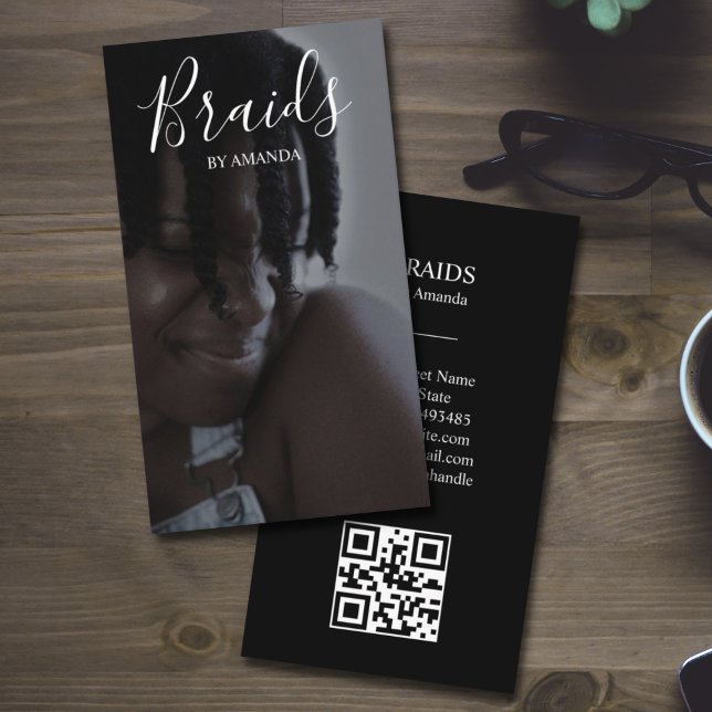 Tarjeta De Visita Código QR de las trenzas de lujo hairtsylist afroa (Subido por el creador)