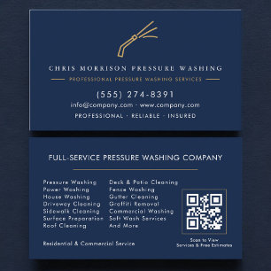 Tarjeta De Visita Código QR de lavado a presión Navy Blue