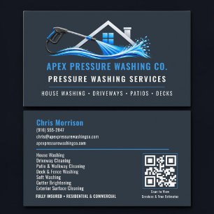 Tarjeta De Visita Código QR de lavado a presión Servicios profesiona
