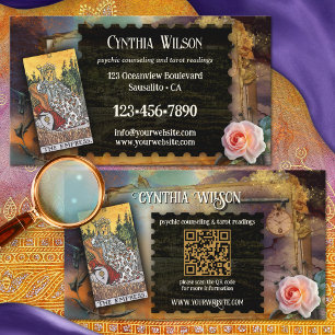 Tarjeta De Visita Código QR de lector de tarot psíquico mágico
