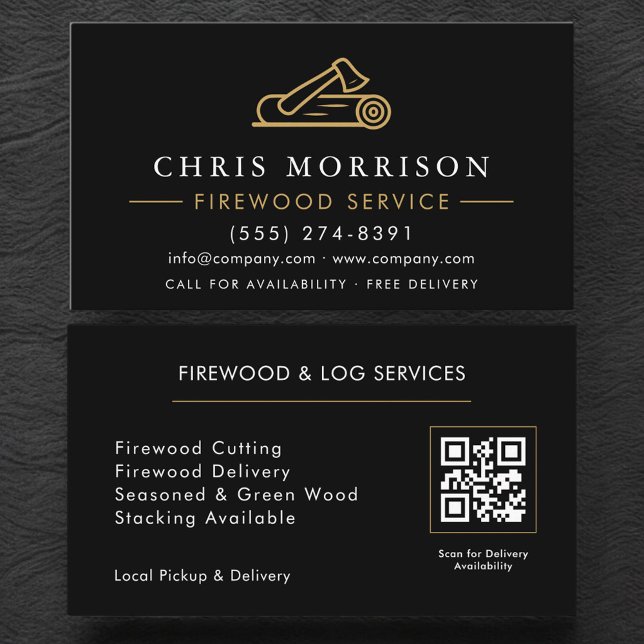 Tarjeta De Visita Código QR de leña (Subido por el creador)