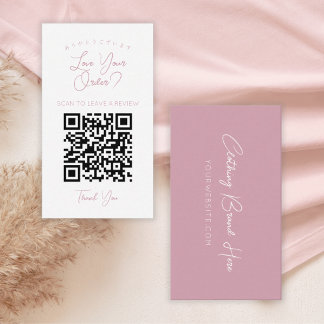 Tarjeta De Visita Código QR de letra cursiva rosa simple: deja una r
