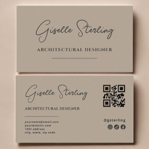 Tarjeta De Visita Código QR de letra de Arquitectura Diseñador Neutr