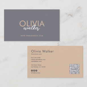 Tarjeta De Visita Código QR de Letra Elegante y Redes Sociales