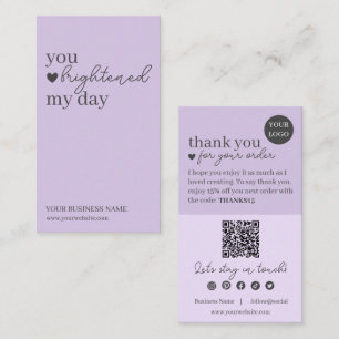 Tarjeta De Visita Código QR de letra Moderna Morada, Vela de Agradec