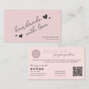 Tarjeta De Visita Código QR de letra Moderna Rosa, Vela de Gracias