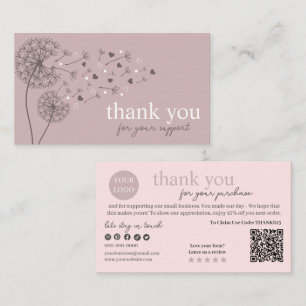 Tarjeta De Visita Código QR de letra Moderna Rosa, Vela de Gracias