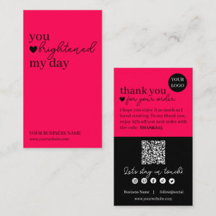 Tarjeta De Visita Código QR de letra script moderna rosa intenso, Ve